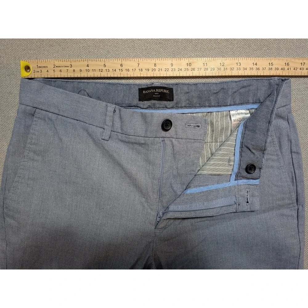 Banana Republic Mens Pants Blue 32x30 Chambray Striped Slim Fit Cotton Stretch